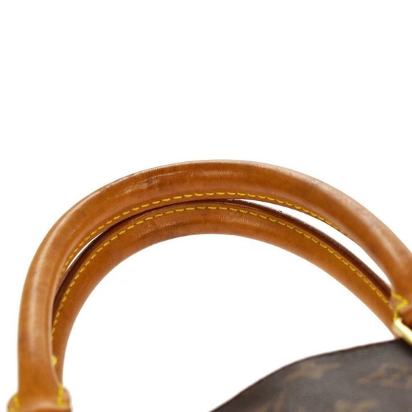 Authentic LOUIS VUITTON Logo Sac Plat Hand Tote Bag Monogram Leather Brown - Picture 5 of 10